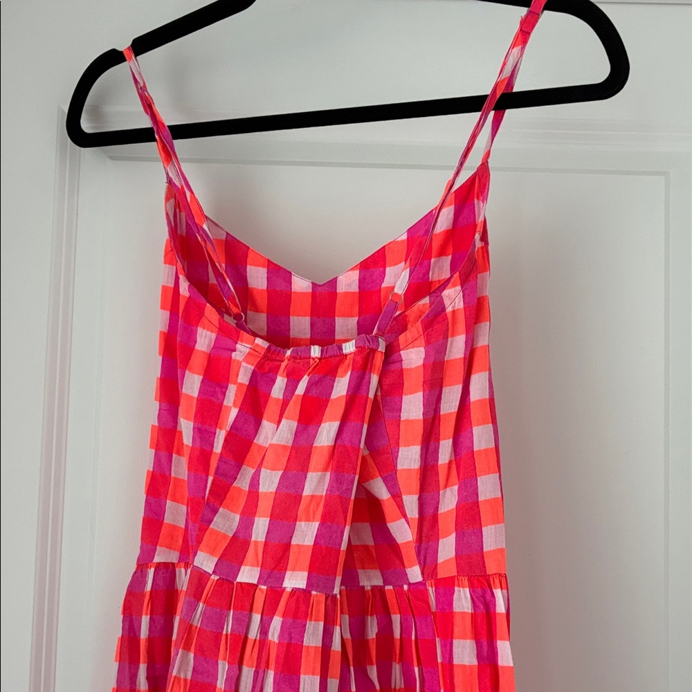 Neon Pink and White Checkered Midi Dress - Picture 3 of 3